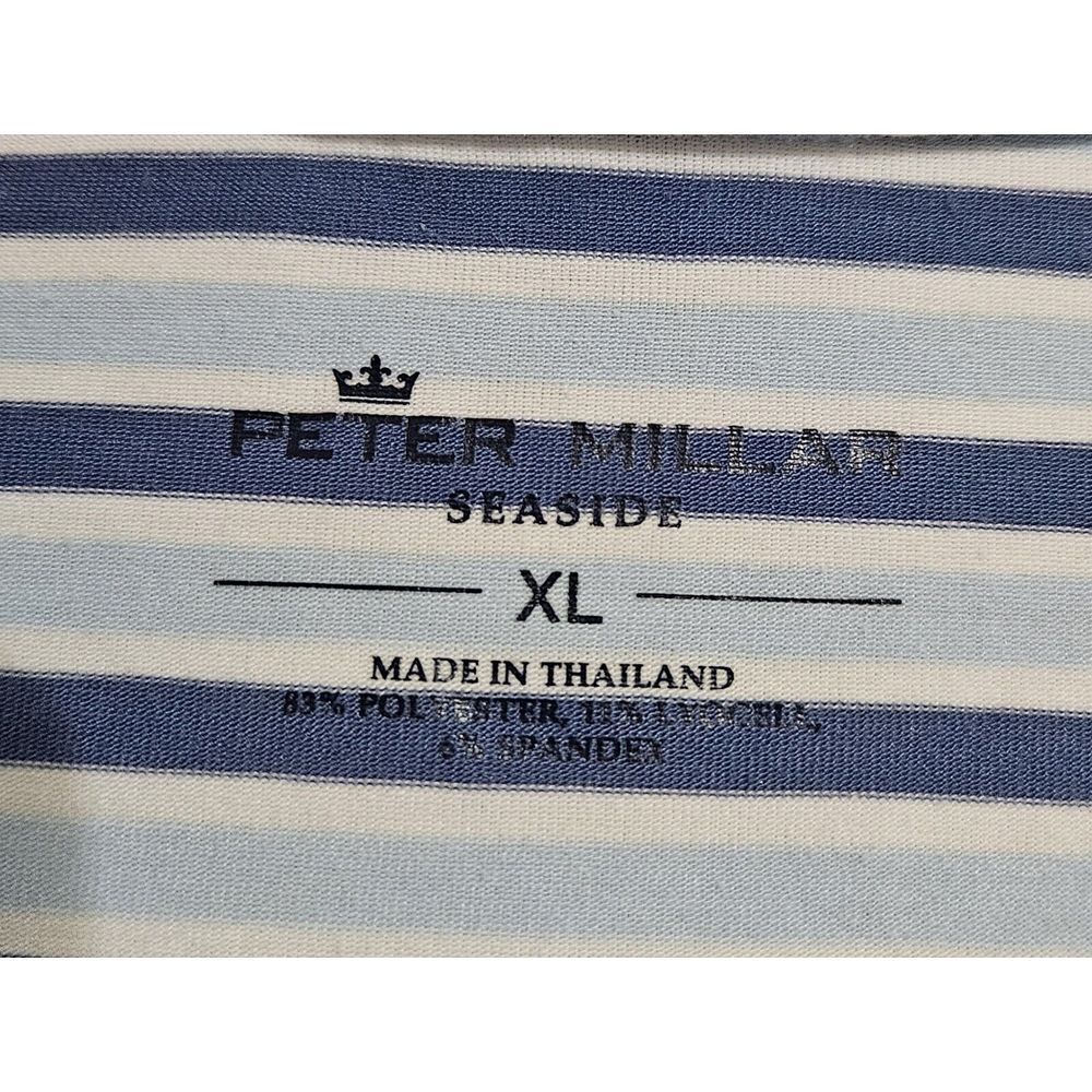 Peter Millar Polo Seaside‎ Blue Stripes Short Sleeve Shirt Size XL - Picture 3 of 5